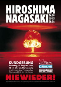 Atompilz - Hiroshimatag München 6.8.2016 Marienplatz Münchner Friedensbündnis