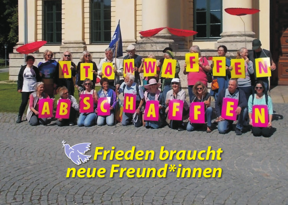 Hier die Postkarte 'Frieden braucht ...', Klick f. PDF